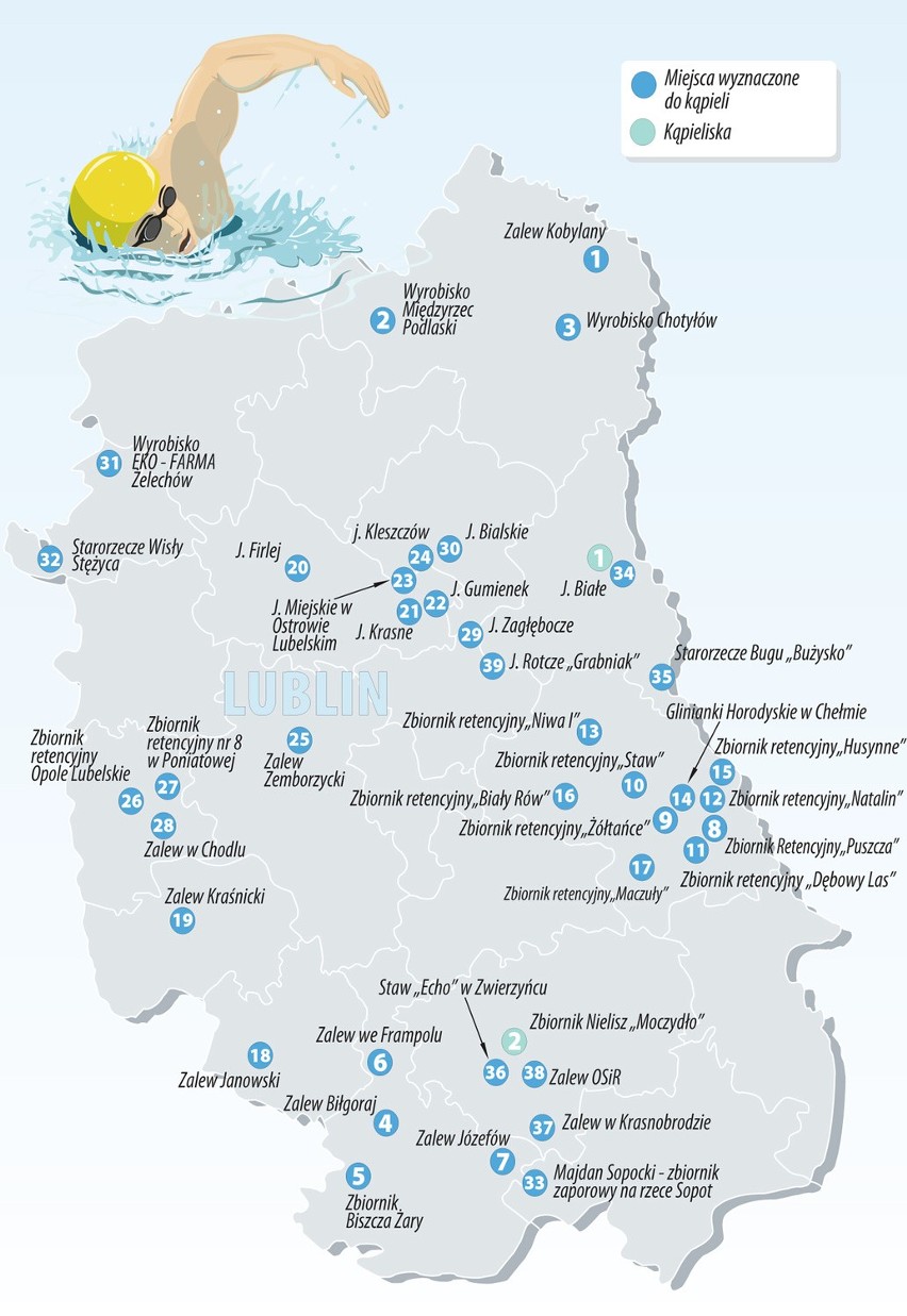 Mapa kapielisk na Lubelszczyźnie: Woda czysta, ale nad jeziorami noclegów już nie ma