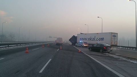 Zderzenie Tirów na autostradzie A4 w Gliwicach