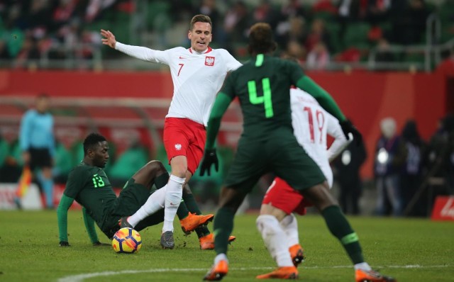 23.03.2018 wroclawpolska nigeria pilka nozna mecz towarzyski reprezentacji polski i nigerii stadion miejski wroclaw arkadiusz milikgazeta wroclawskatomasz holod / polska press