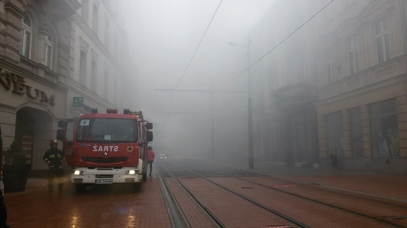 Pożar w centrum Katowic