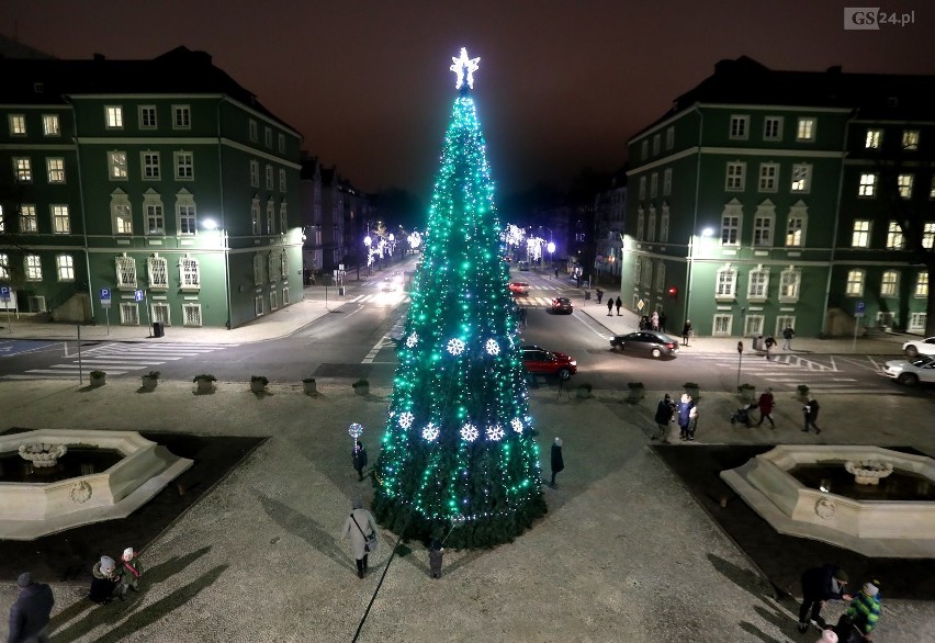 Świąteczna choinka rozbłysła przed Urzędem Miasta w Szczecinie [ZDJĘCIA]  