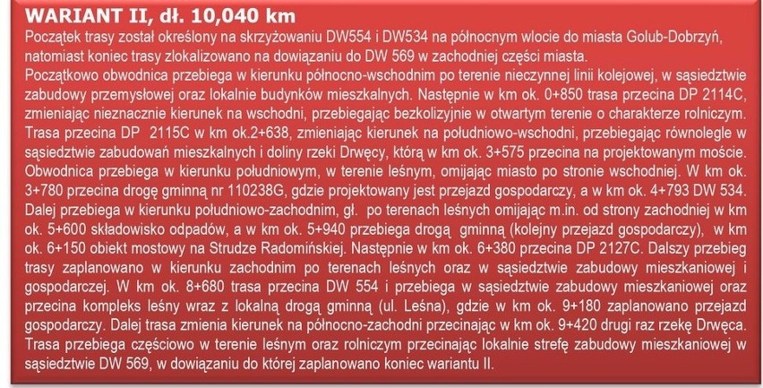 Opis II wariantu obwodnicy Golubia-Dobrzynia