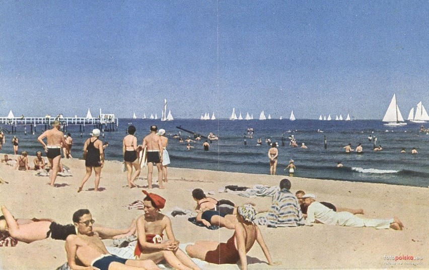 Plaża w Sopocie pod koniec lat 30. ubiegłego wieku.