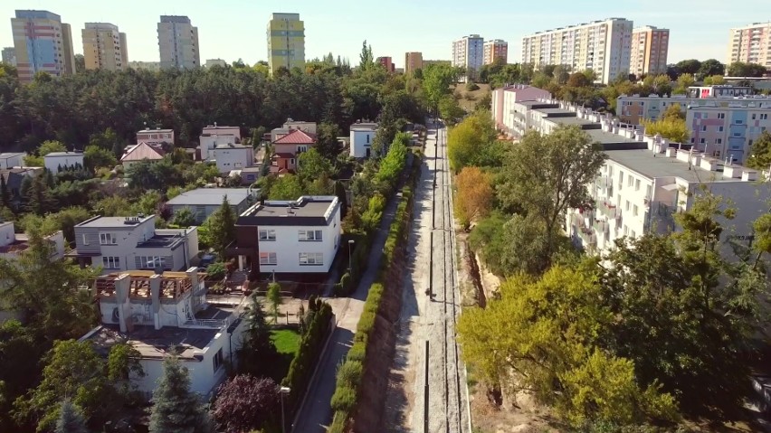 Przebudowa torowiska w rejonie Perłowej w Bydgoszczy [wideo i zdjęcia z drona]