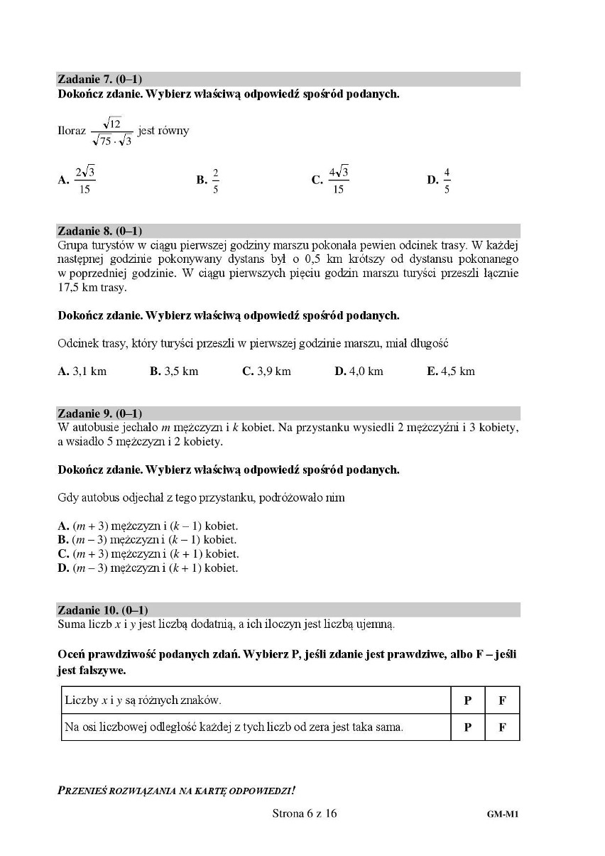 Egzamin gimnazjalny 2019: MATEMATYKA. Przecieki, odpowiedzi,...