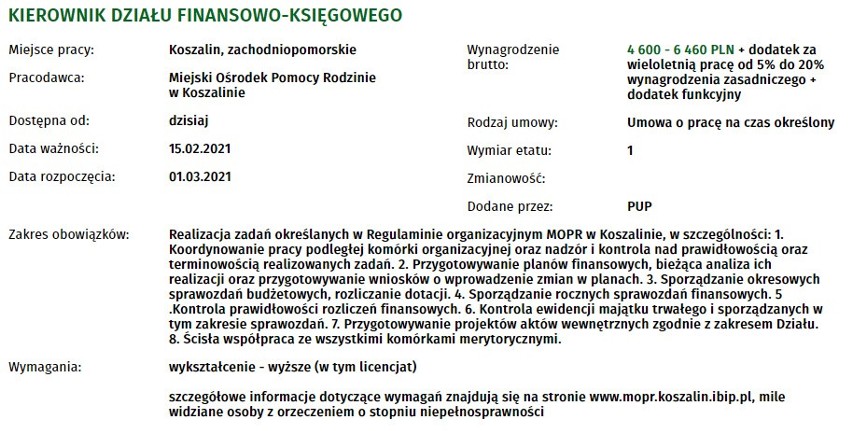 Najnowsze oferty pracy w Koszalinie. Sprawdź warunki, zarobki!