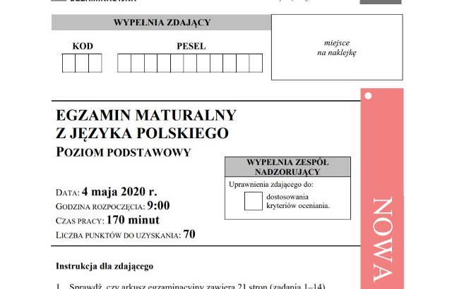 Matura 2020. Język polski na poziomie podstawowym. Zobacz arkusze CKE |  Kurier Lubelski