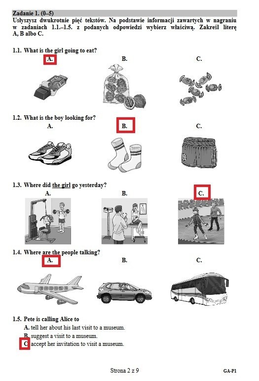 Egzamin gimnazjalny 2017. ODPOWIEDZI - język angielski podstawowy