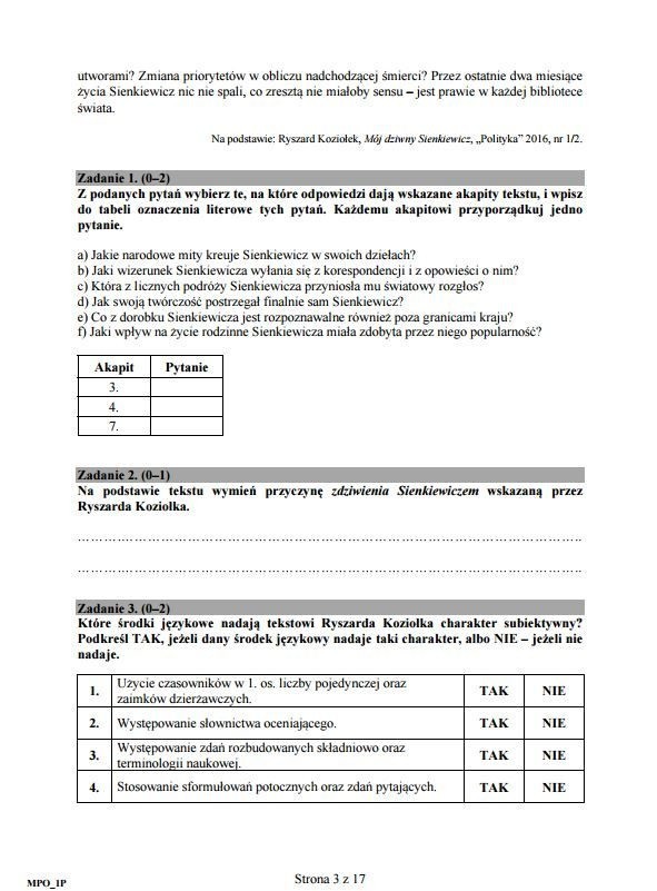 MATURA ROZSZERZONA 2017 JĘZYK POLSKI. O godz. 14 maturzyści...