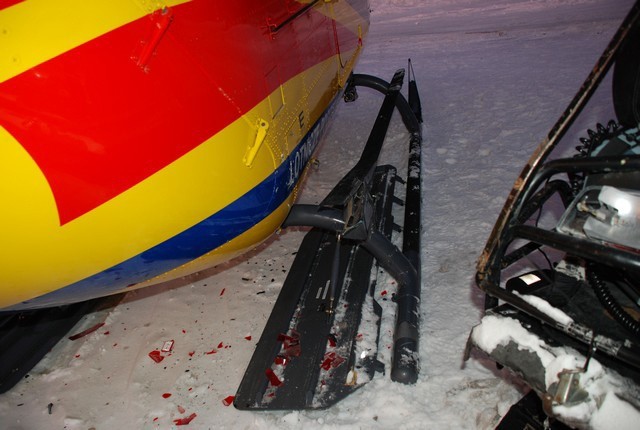 W Puławach skuter śnieżny zderzył się ze śmigłowcem pogotowia ratunkowego [ZDJĘCIA]