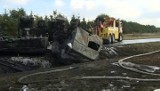 Tragiczny wypadek koło Trzebnicy. Spłonęła cysterna i karetka pogotowia
