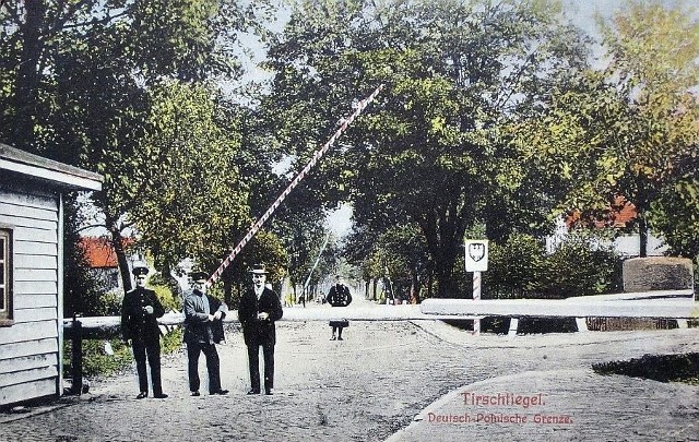 Przejście graniczne w Trzcielu w latach 20. minionego wieku.