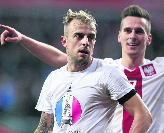 Kamil Grosicki  w meczu reprezentacji Polski z Czechami...