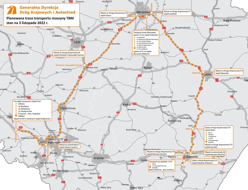 Części ogromnej maszyny TBM do wiercenia tunelu jeszcze w tym miesiącu będą transportowane na Podkarpacie [ZDJĘCIA, MAPY]