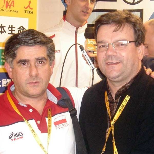 Andrzej Grzyb z Raulem Lozano, trenerem reprezentacji Polski.