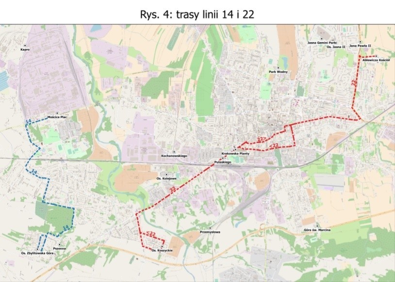 Proponowane trasy linii nr 14 i 22