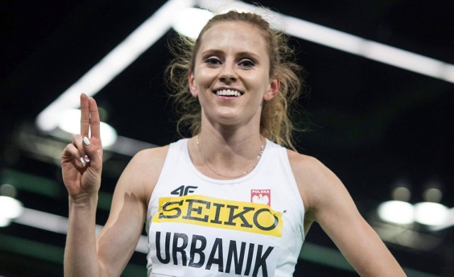 Danuta Urbanik radosna po biegu eliminacyjnym na 1500 metrów.