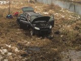 Wypadek na drodze Suchowola - Karpowicze. Rozbity volkswagen bez kierowcy (zdjęcia)