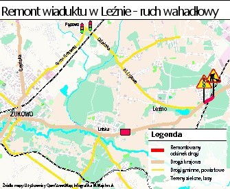 Utrudniena w ruchu na Kaszubach. Remont na wiadukcie w Leźnie i moście w Białogardzie