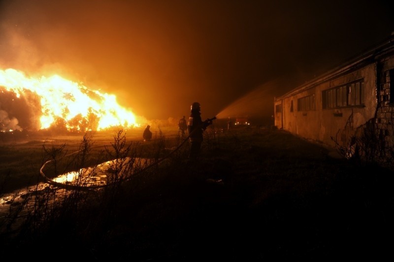 Pożar słomy w Obkasie