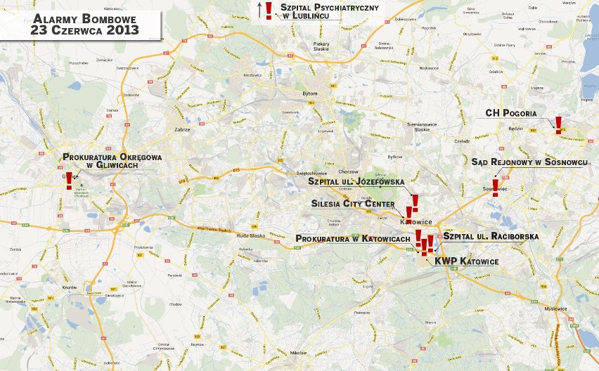 Alarmy bombowe w Polsce, Alarm bombowy w Katowicach. Ewakuacja szpitali, sądów i SCC [ZDJĘCIA]