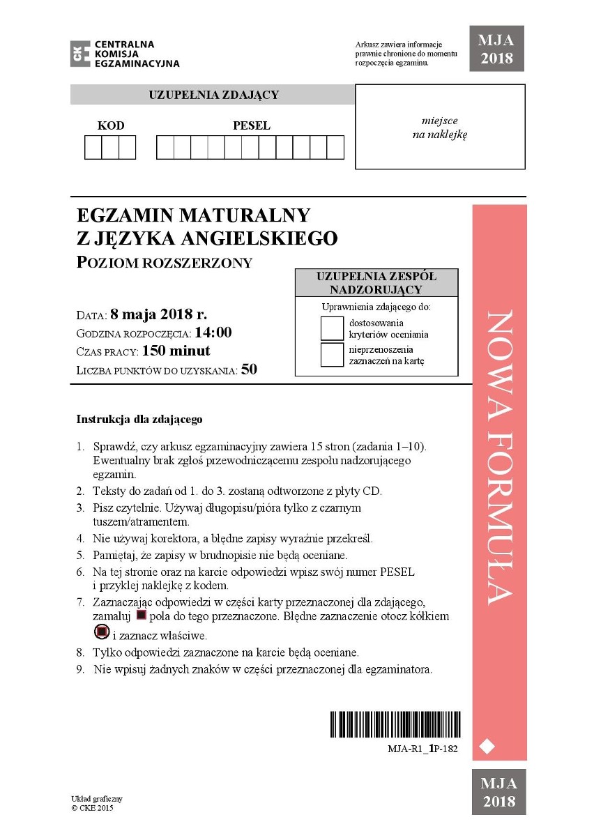 MATURA 2018 ANGIELSKI ROZSZERZONY [ODPOWIEDZI Z EGZAMINU, ARKUSZE CKE]