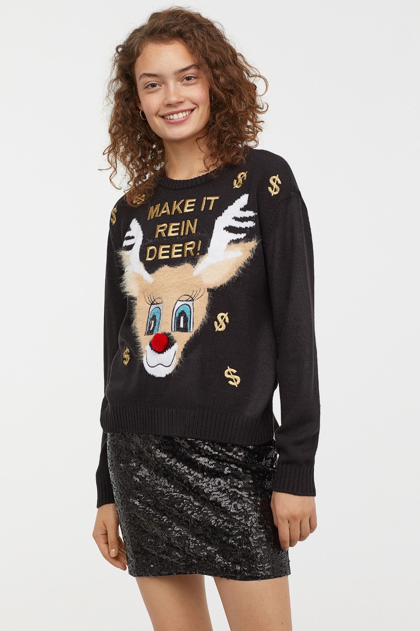Nowy model swetra świątecznego w H&M kosztuje 79,90....