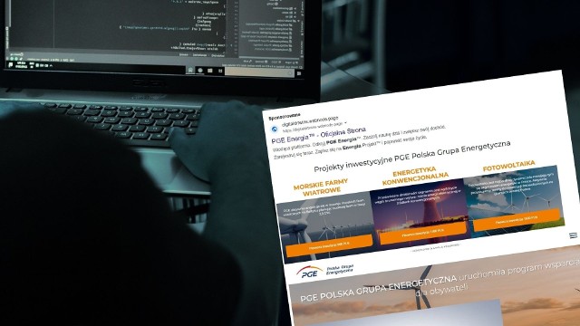 Zrzut ekranu fałszywej strony "PGE Energia", która podszywa się pod PGE Polską Grupę Energetyczną.