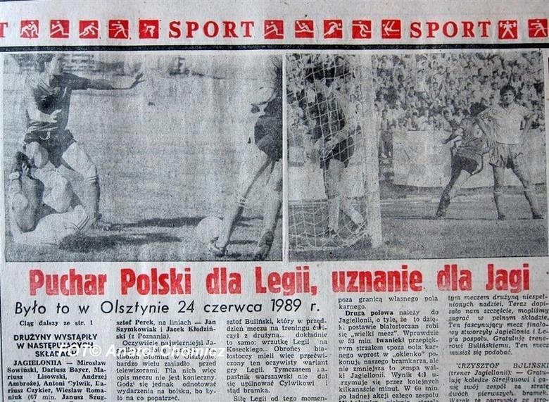 Legia - Jagiellonia 5:2. Finał Pucharu Polski Olsztyn 1989. Zobacz jeden z lepszych finałów w historii