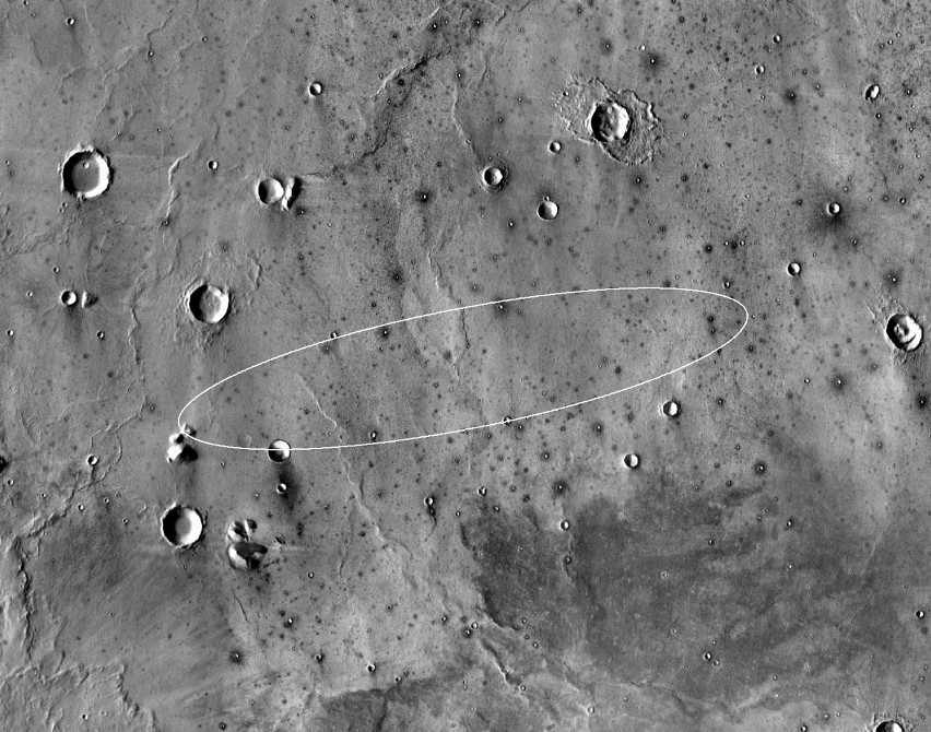Orbiter Mars Odyssey wykonał obraz docelowej lokalizacji...