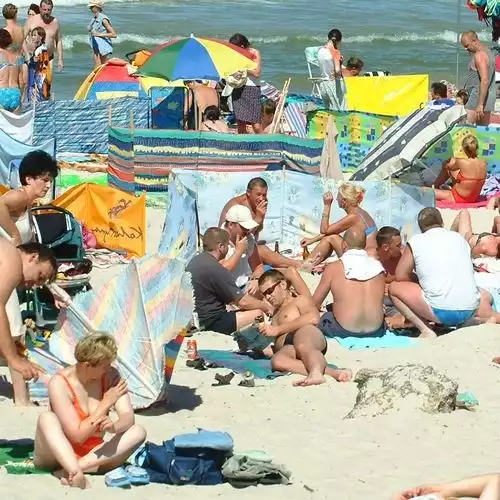 Plaża w Ustce latem.