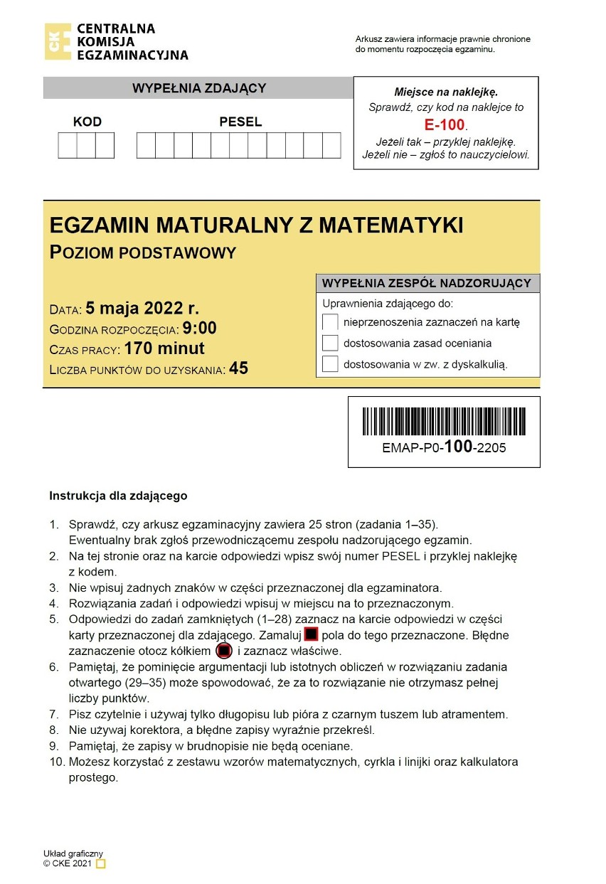 Matura 2022. Matematyka, poziom podstawowy. Arkusze CKE i odpowiedzi zadań  maturalnych. Najtrudniejszy egzamin maturalny zakończony | Strefa Edukacji