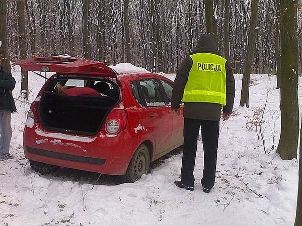 Skradzione auto znaleziono w lesie.