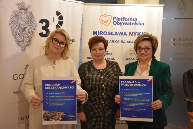 Na zdjęciu senator Agnieszka Gorgoń-Komor, prezes zarządu BB TBS Ewa Kamińska oraz posłanka PO Mirosława Nykiel.