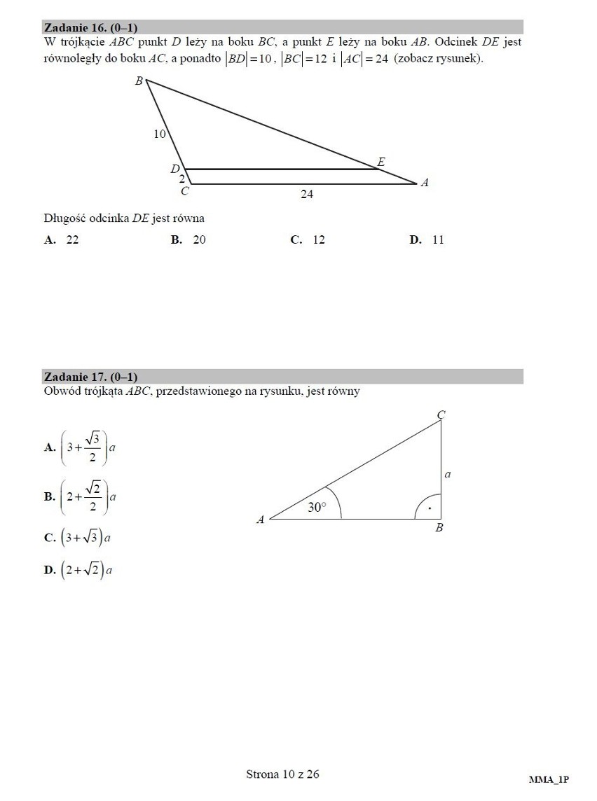 Matematyka podstawowa - oficjalny arkusz CKE 2017