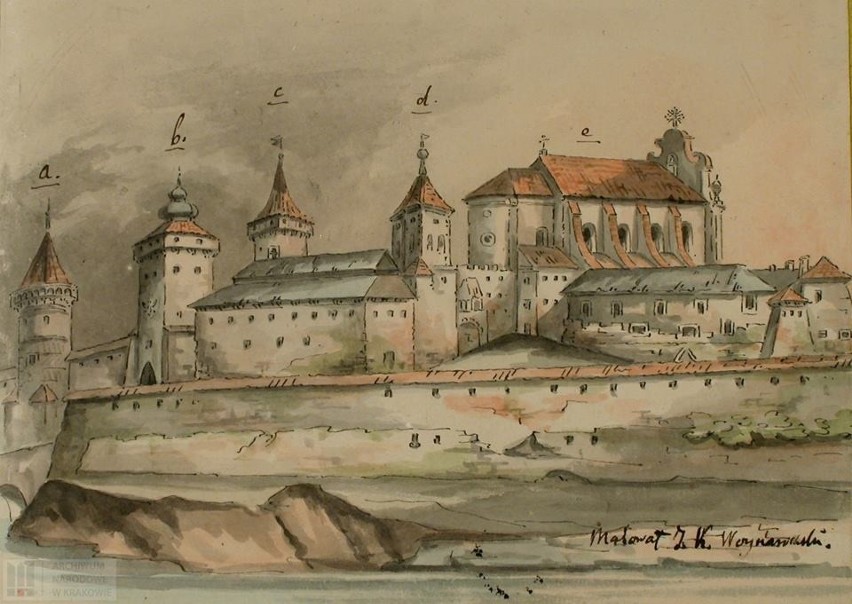 Widok na fortyfikacje Krakowa, których fragment istnieje do...