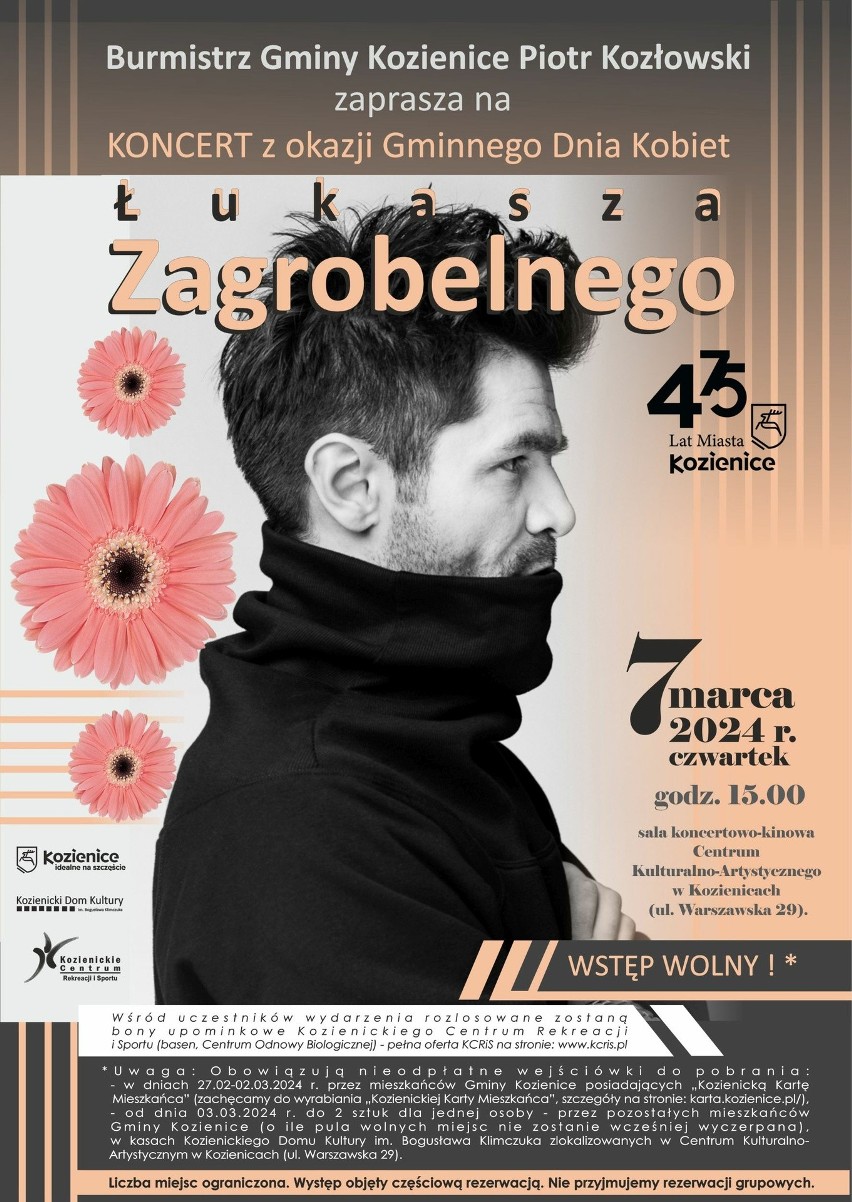 Trzy koncerty Łukasza Zagrobelnego z okazji „Gminnego Dnia Kobiet” będą w Kozienicach. Posłuchaj jak śpiewa