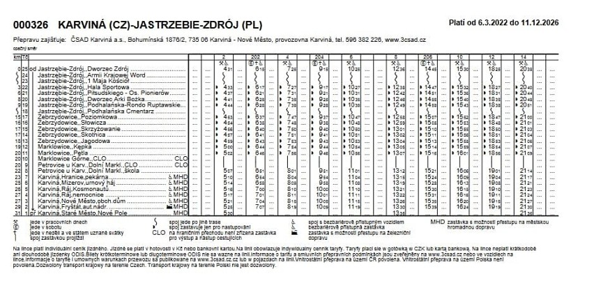 Autobusy z Karviny do Jastrzębia będą kursowały przez siedem...