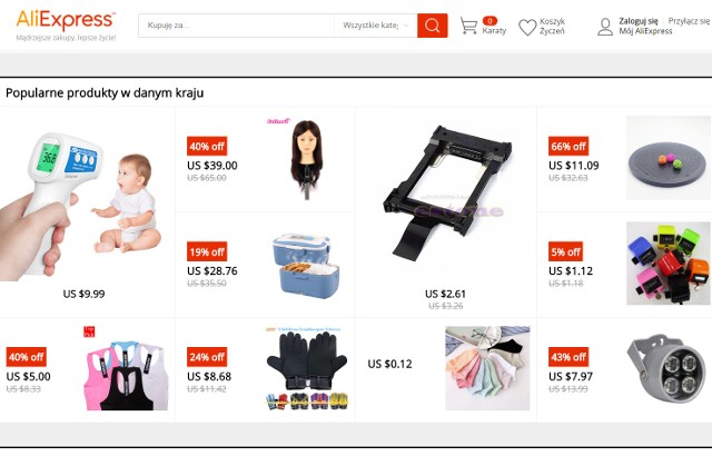 Jeden z popularnych portali na którym można kupić produkty z Chin