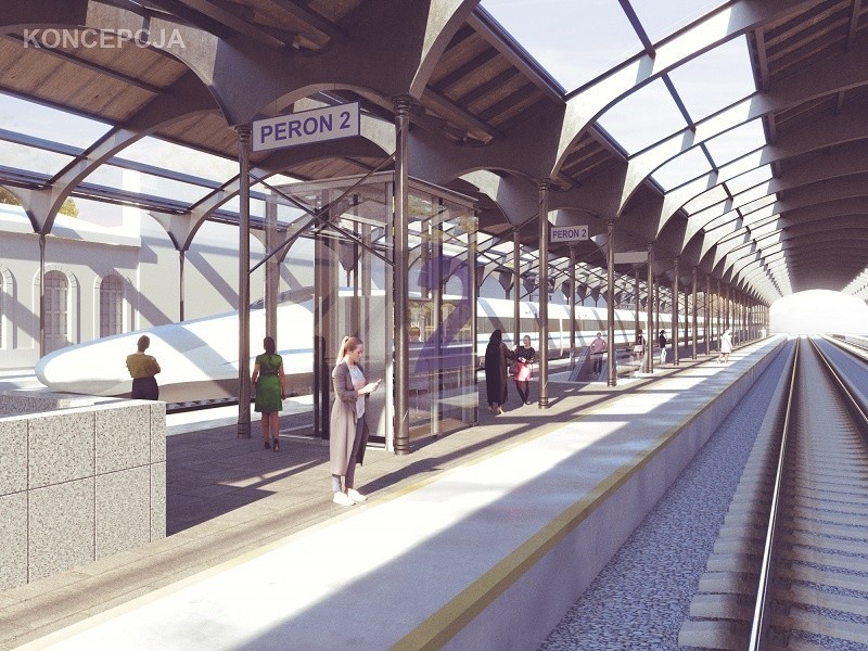 Wizualizacja peronów stacji Białystok po przebudowie