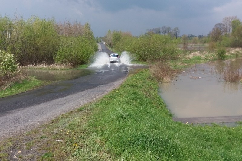 Oświęcim. Woda zalała drogę Harmęże - Wola