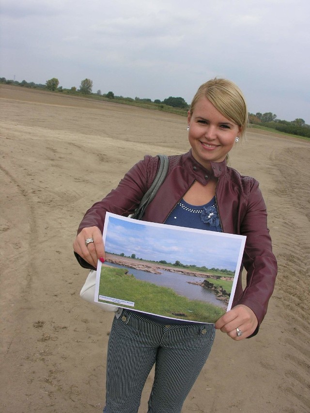 W tym miejscu jeszcze wiosny stały jeziora utworzone przez Odrę - pokazuje na zdjęciach Magdalena Słowik z Wojewódzkiego Zarządu Melioracji i Urządzeń Wodnych w Opolu.