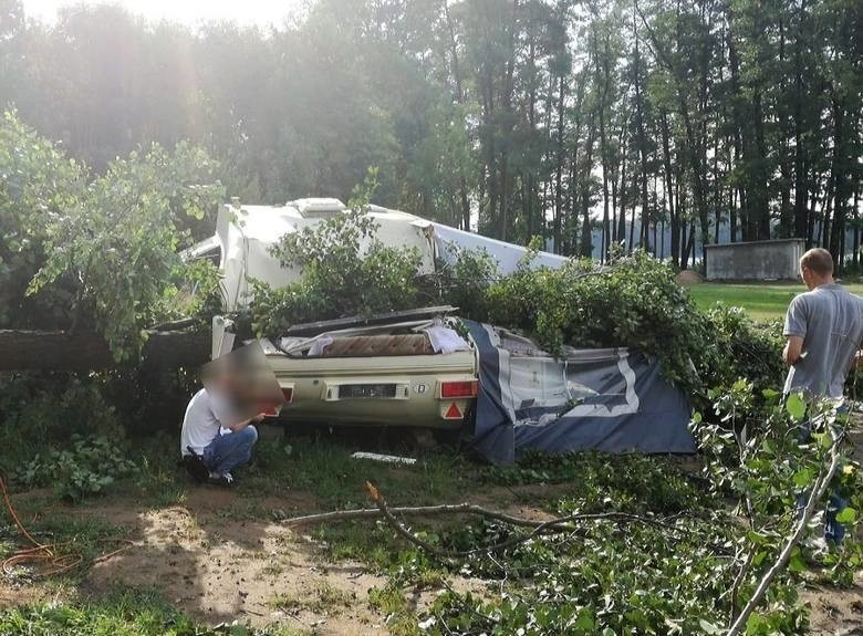 W szpitalu zmarło dziecko przygniecione przez drzewo na kempingu w Osieku. Konar złamał się podczas burzy [ZDJĘCIA]