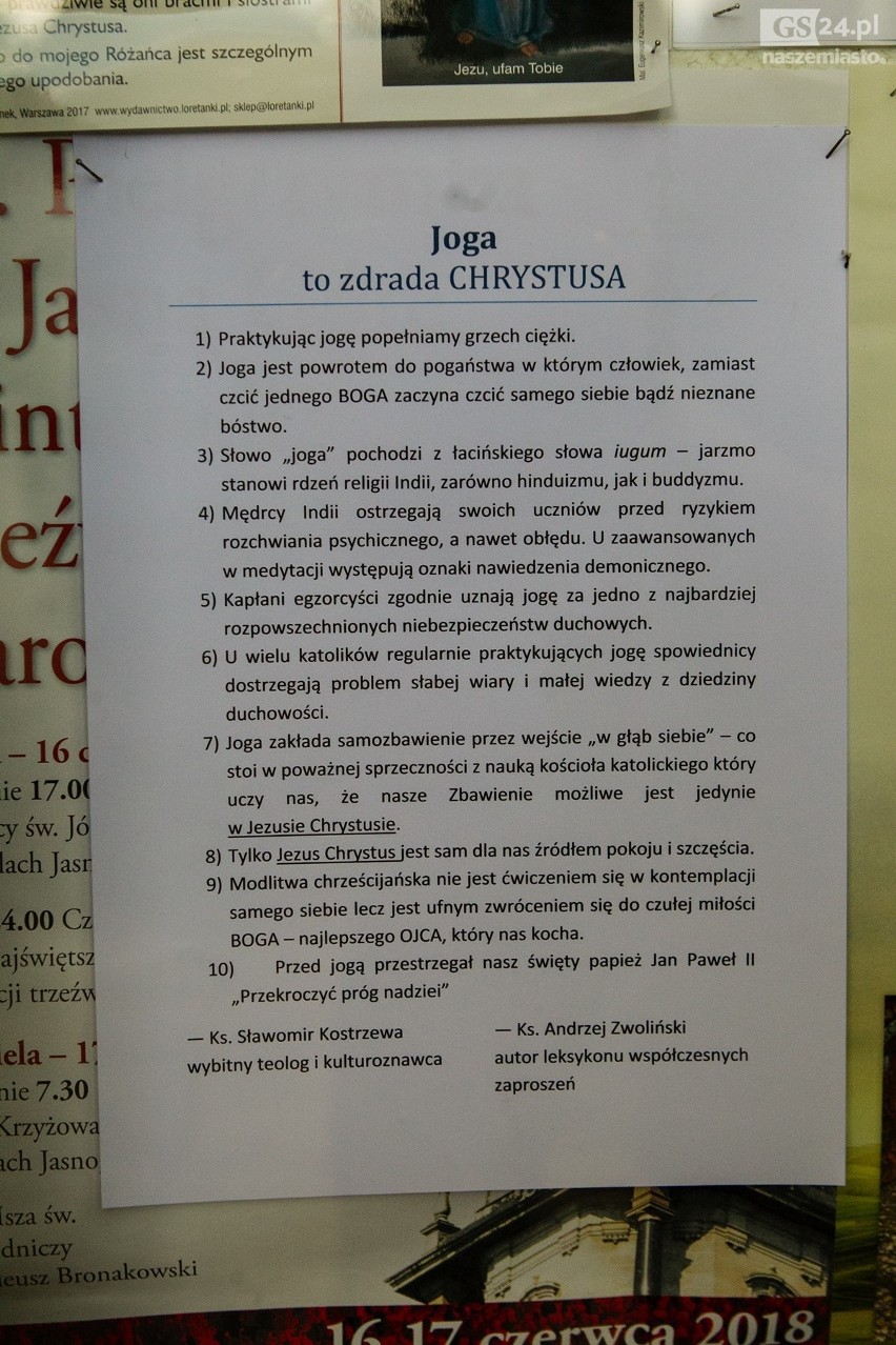 Nietypowe ogłoszenie w kościele w Kijewie. Uprawiasz jogę? To jest ciężki grzech i zdrada Chrystusa