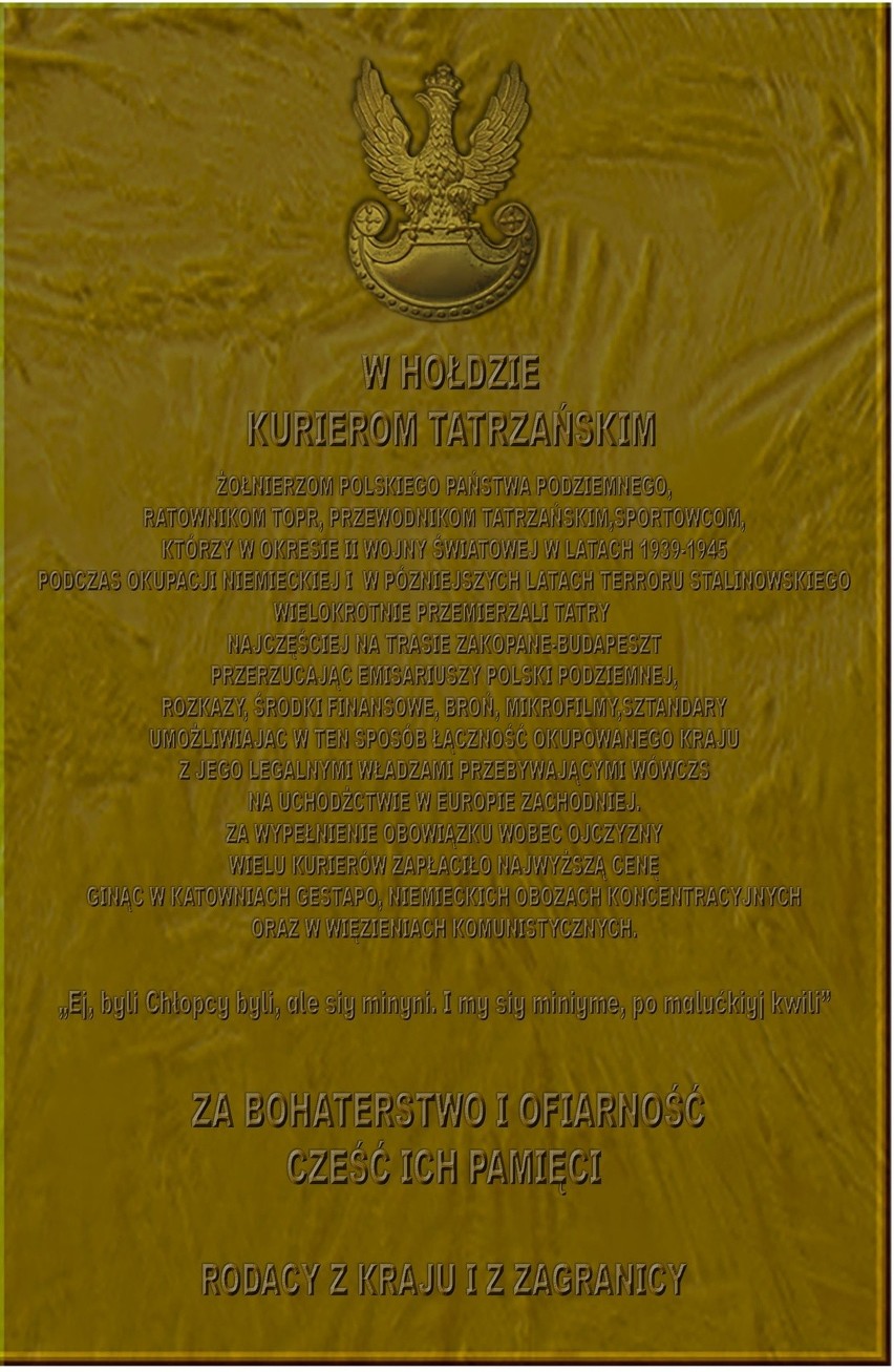 Pomnik Kurierów Tatrzańskich - wizualizacja