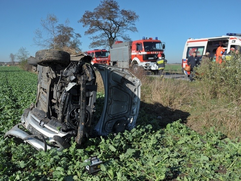 Peugeot wypadł z drogi i dachował [ZDJĘCIA]