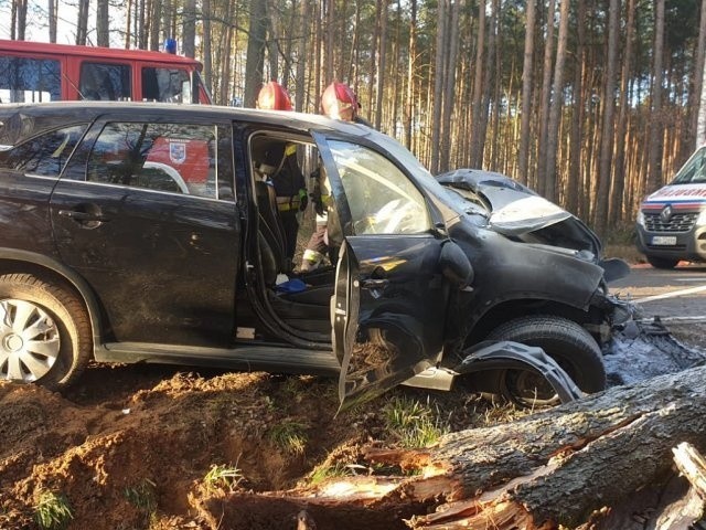 Wyrąb Karwacki. Wypadek na trasie Przasnysz - Krasnosielc, 11.03.2020