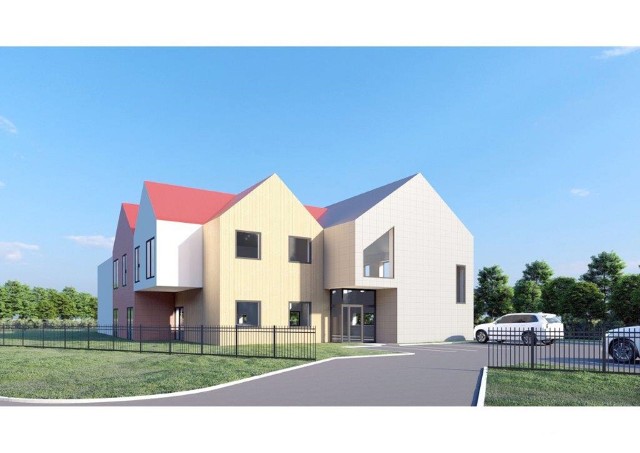 Tak ma wyglądać siedziba przedszkola na przysi&oacute;łku Bugaj w Koźmicach Wielkich (gmina Wieliczka). Obiekt dla ok. 180 dzieci powinien być gotowy w 2023 roku