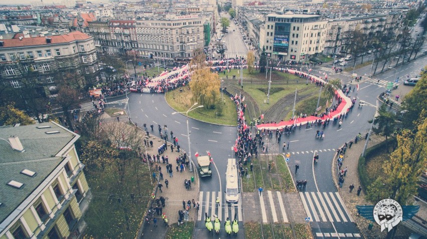 Marsz Niepodległości w Szczecinie z lotu ptaka [wideo, zdjęcia]