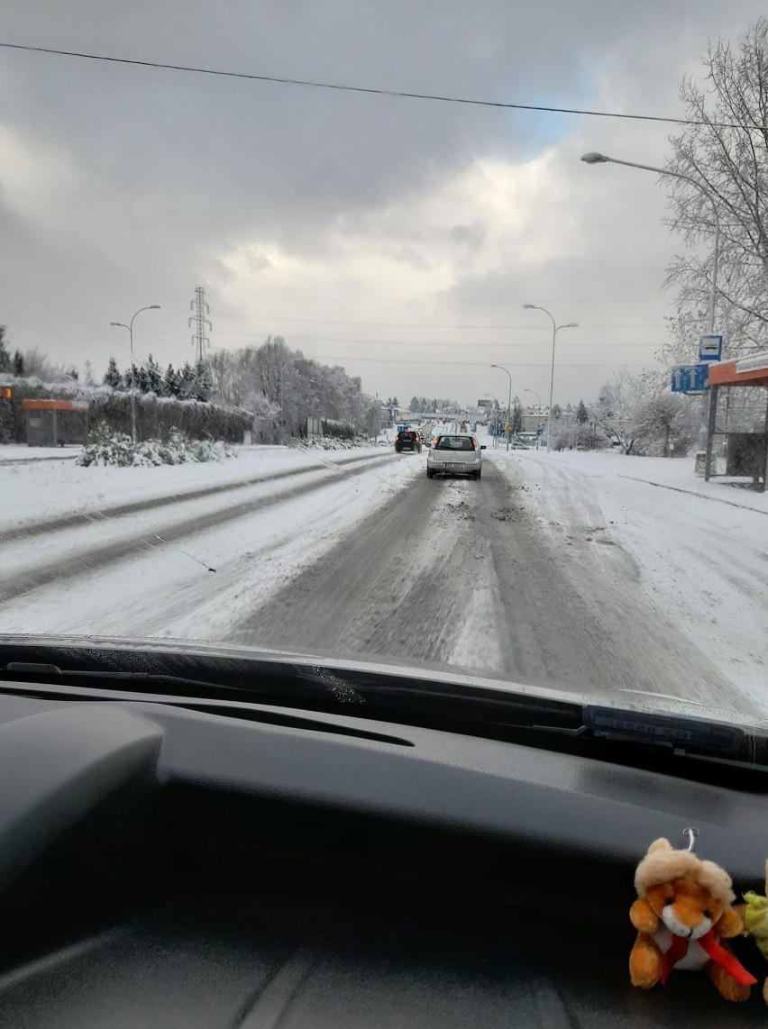 Sypnęło śniegiem na Podkarpaciu. Trudne warunki na drogach [ZDJĘCIA]